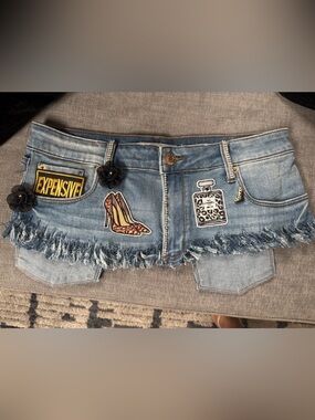 Denim waist belt with Patches
